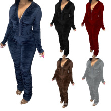 Wholesale Casual Plain Velvet Jumpsuit Sexy Sequin One Piece Jumpsuit for Women